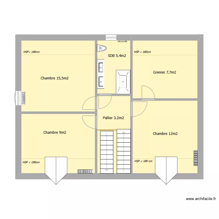 Maison Pajaudi&egrave;re R+2 )). Plan de 2  et 67 m²