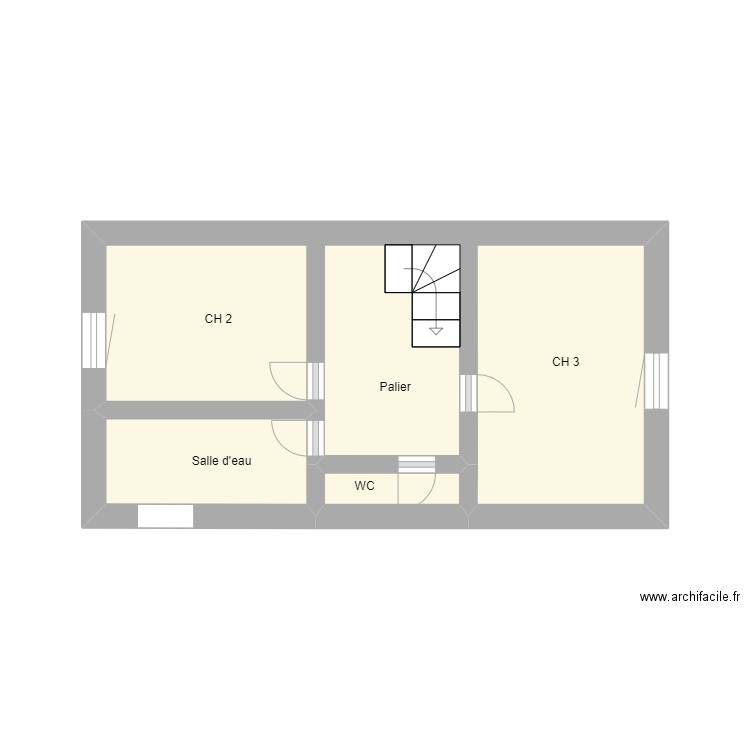 1er étage Sainte-Croix. Plan de 3 pièces et 14 m2