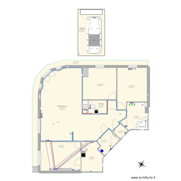 duquesnes bureau. Plan de 0 pièce et 0 m2