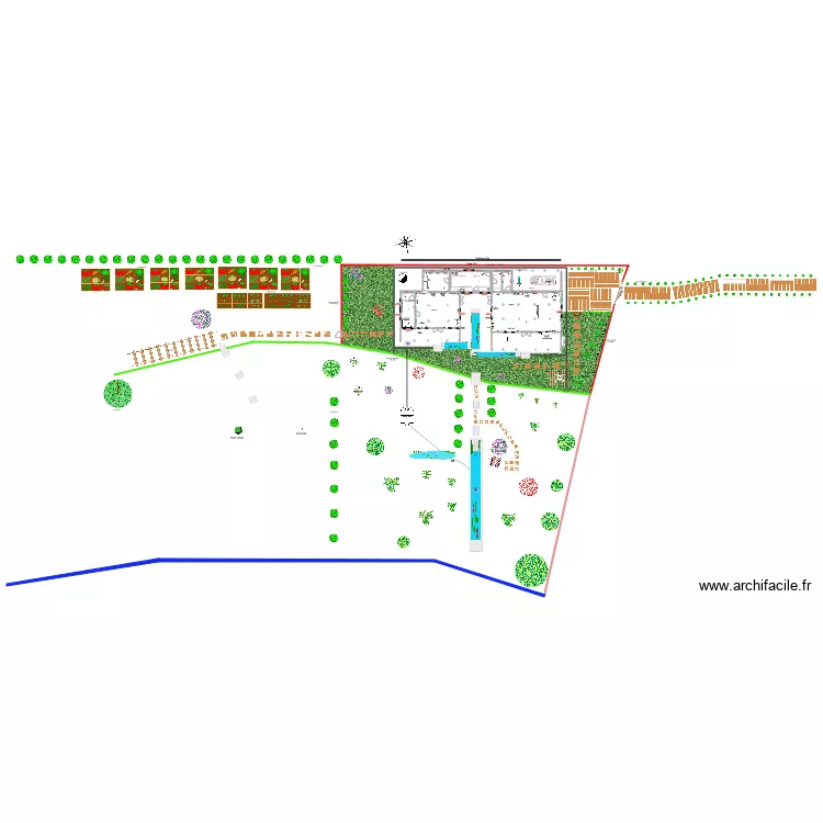Omah Sutik version Limasan 2 Jardin. Plan de 