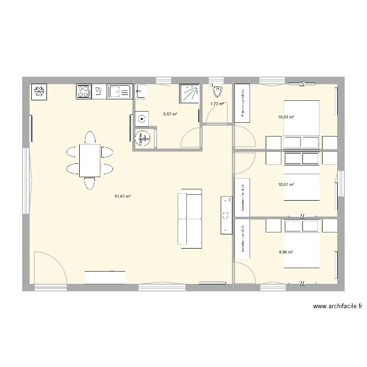 Jerome 3. Plan de 7 pièces et 90 m2