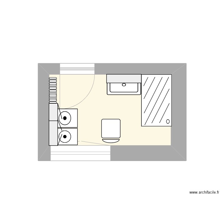 salle de bain Mamina4. Plan de 1 pièce et 5 m2