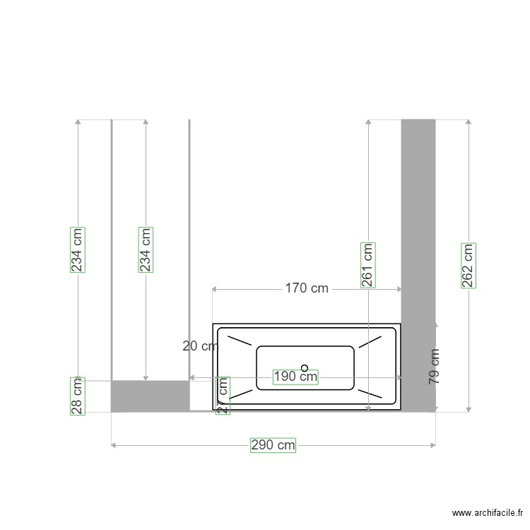 Plan baignoire. Plan de 0 pièce et 0 m2