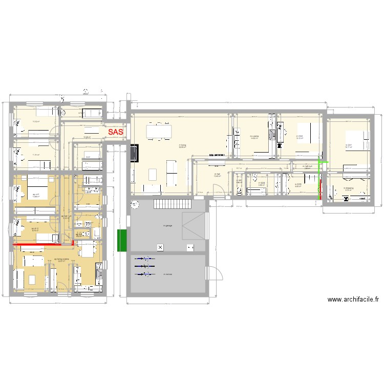 décalé. Plan de 0 pièce et 0 m2