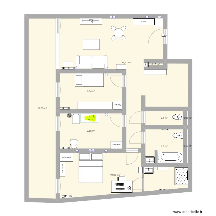 Fontenay . Plan de 10 pièces et 105 m2