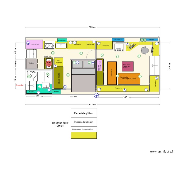 Eau Claire 3. Plan de 3 pièces et 27 m2