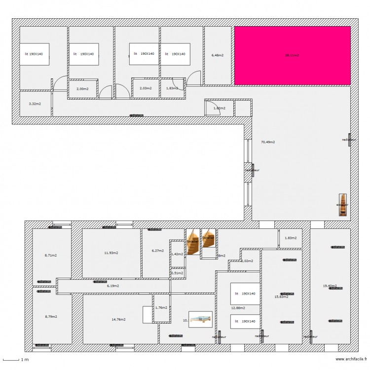 2 ème etage refait. Plan de 0 pièce et 0 m2