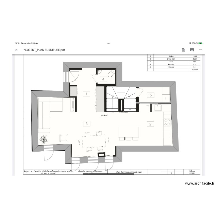 Nognndjjjs. Plan de 1 pièce et 65 m2