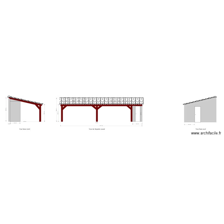 plan pool house 3 vues. Plan de 5 pièces et 10 m2