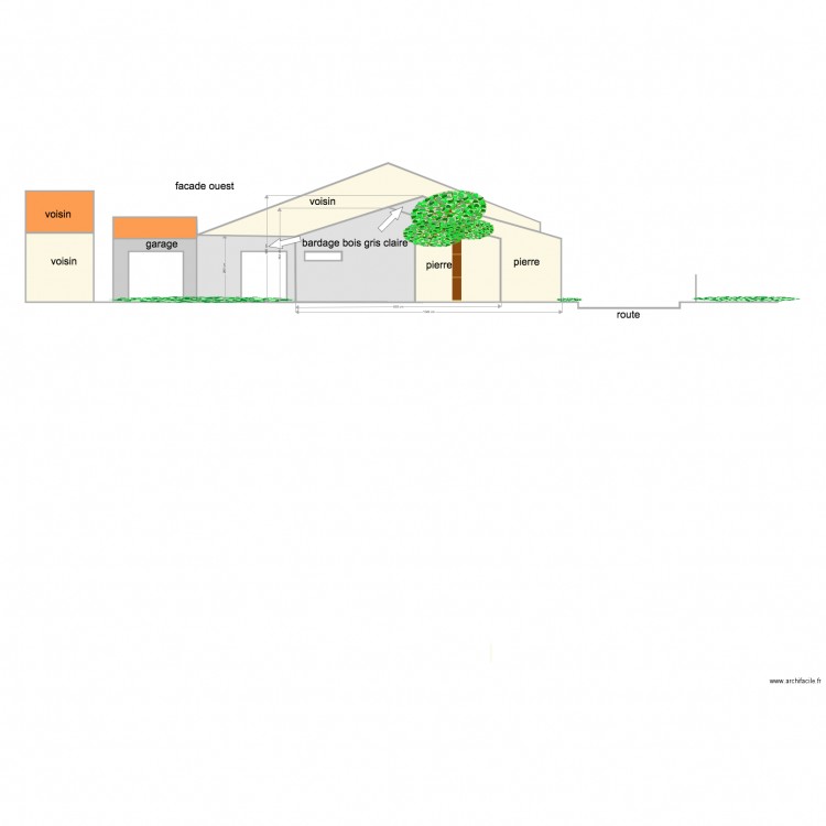 plan en coupe jardin . Plan de 0 pièce et 0 m2