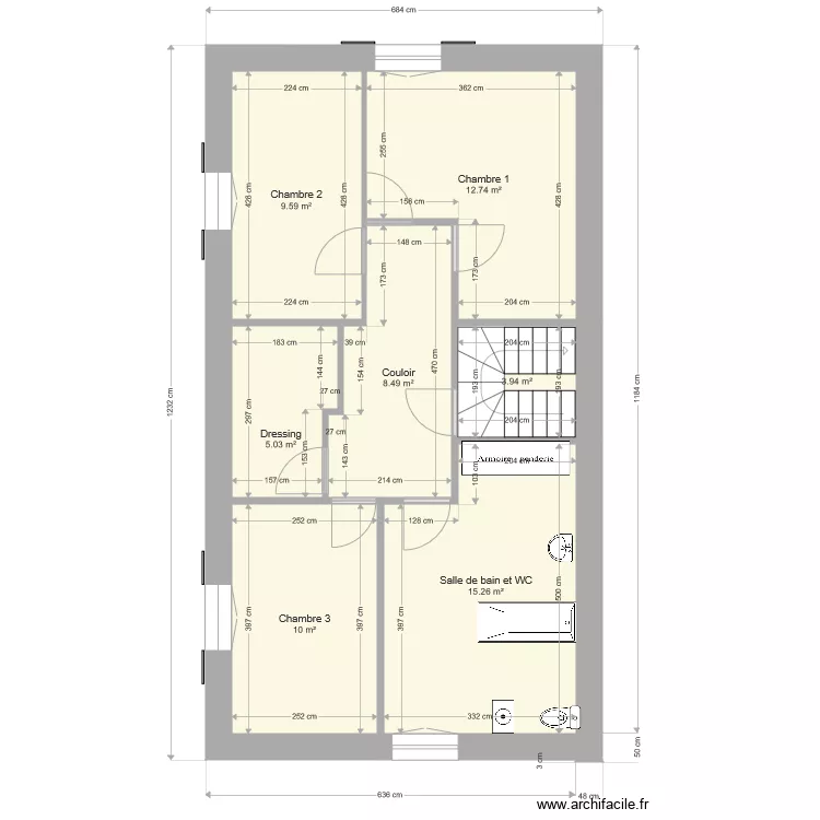 ferme 1er &eacute;tage. Plan de 