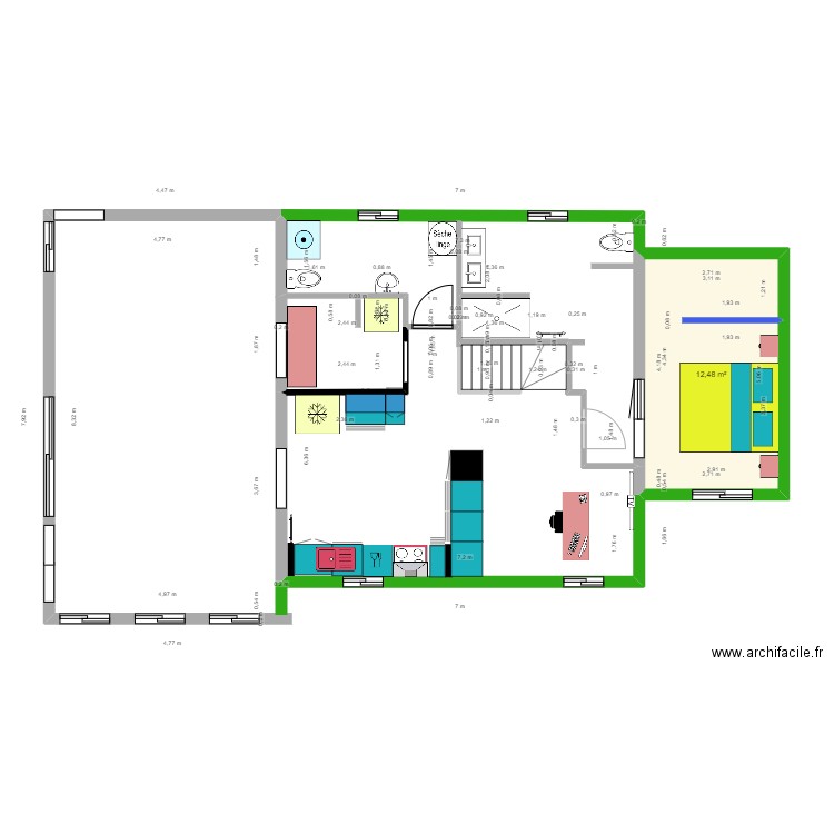 chalet  travaux 2. Plan de 2 pièces et 13 m2