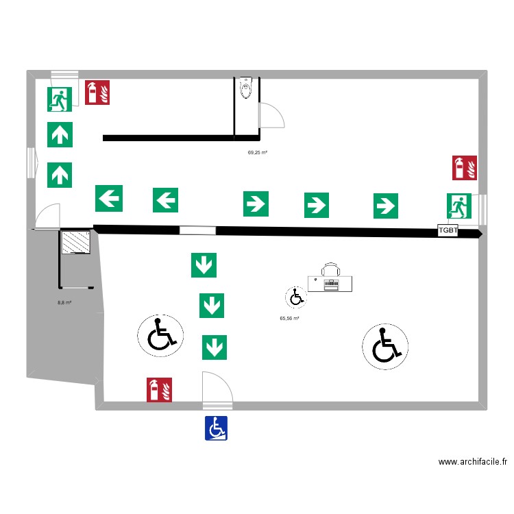 plan de securité. Plan de 0 pièce et 0 m2