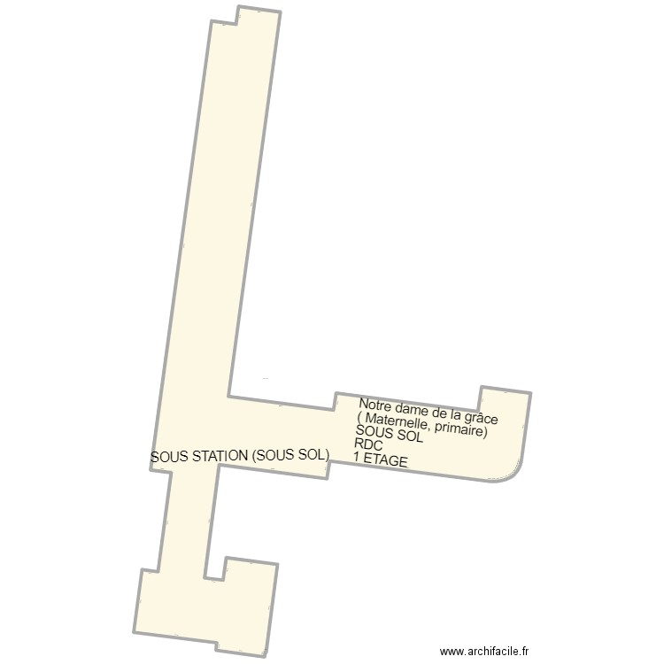 notre dame de grâce maternelle/ primaire ( surface chauffée inconnu) . Plan de 1 pièce et 1456 m2