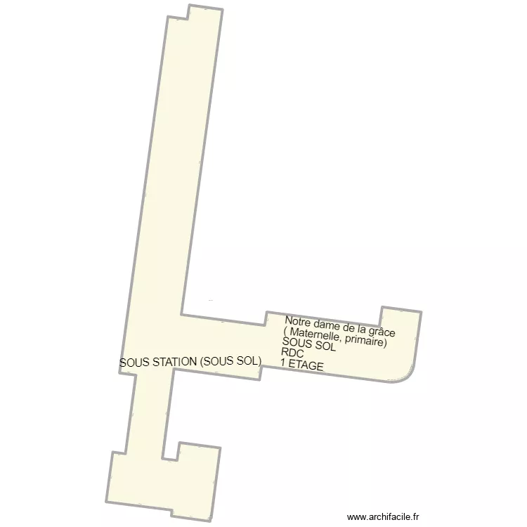 notre dame de gr&acirc;ce maternelle/ primaire ( surface chauff&eacute;e inconnu) . Plan de 