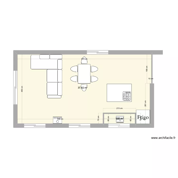 RDC 230314 salon cuisine. Plan de 