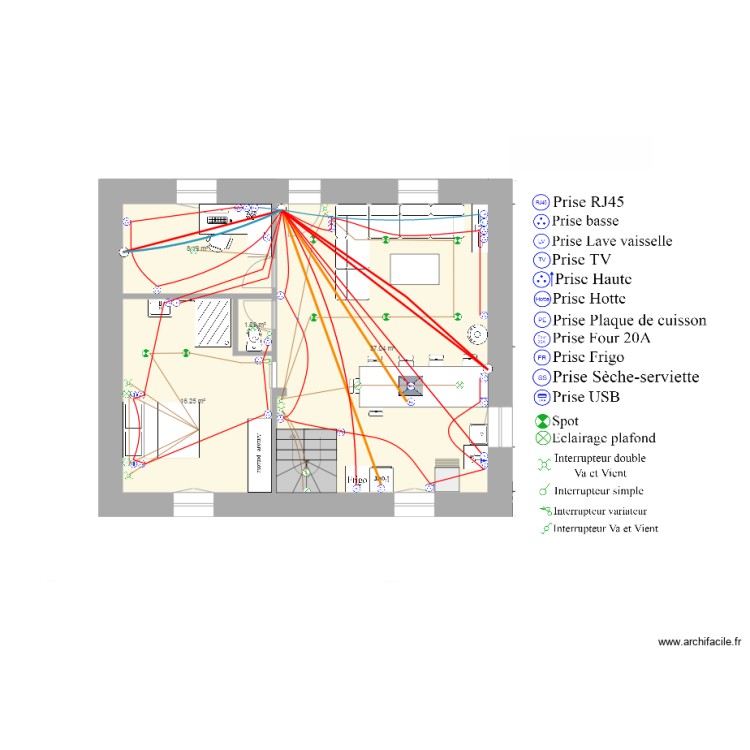 Electricité RDC. Plan de 0 pièce et 0 m2