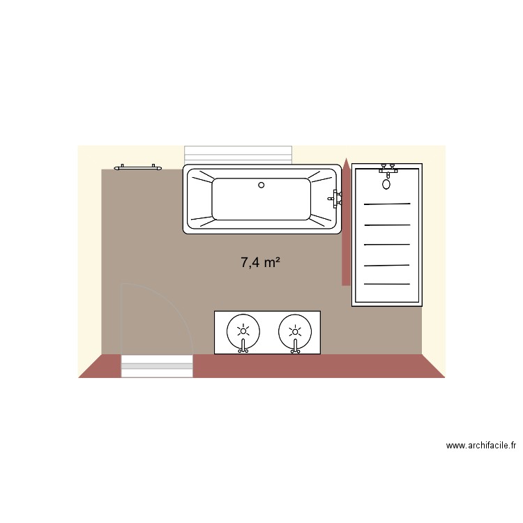 Salle de bain . Plan de 1 pièce et 7 m2