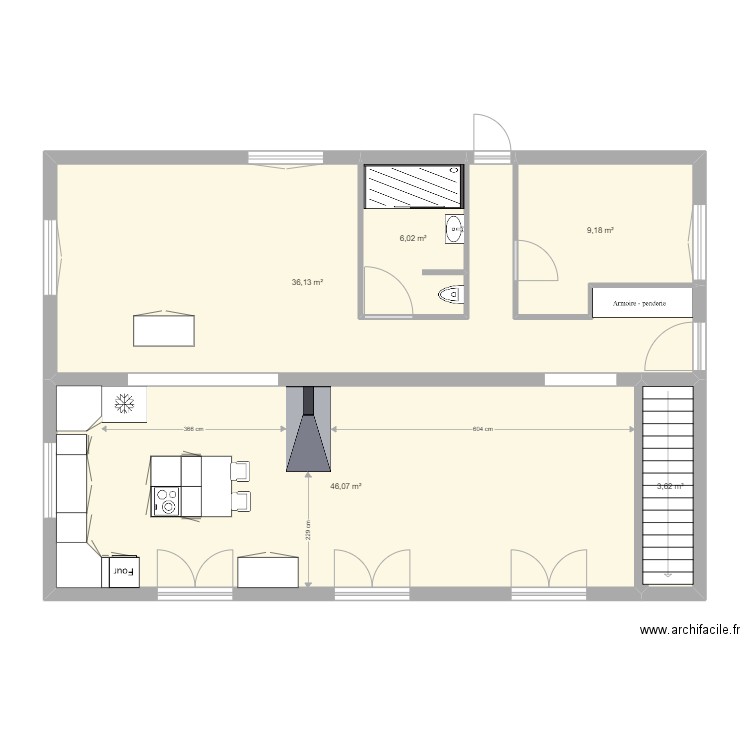 projet oissel rdc cuisine. Plan de 5 pièces et 101 m2