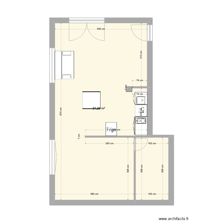 Studio. Plan de 0 pièce et 0 m2