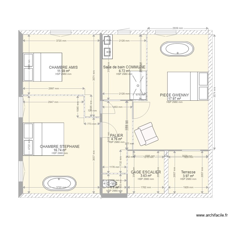 NOUVELLE CONFIG ETAGE. Plan de 0 pièce et 0 m2