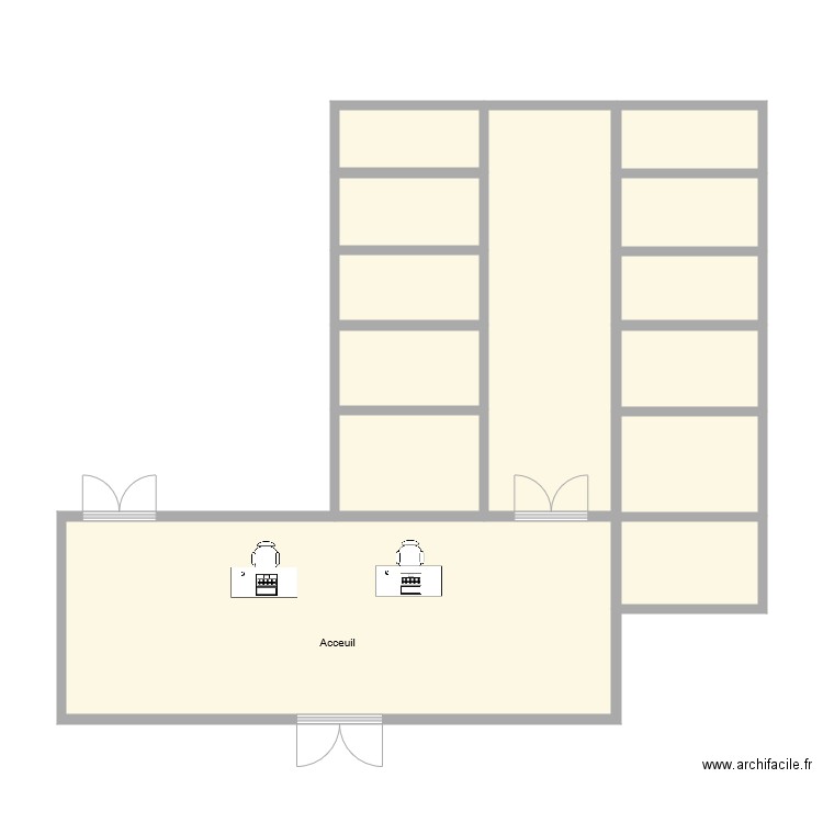 Hopital Plan 13 pièces 72 m2 dessiné par Eluttin