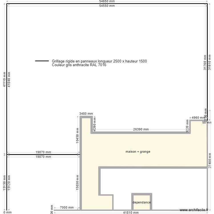 terrain marnay grillage. Plan de 3 pièces et 707 m2