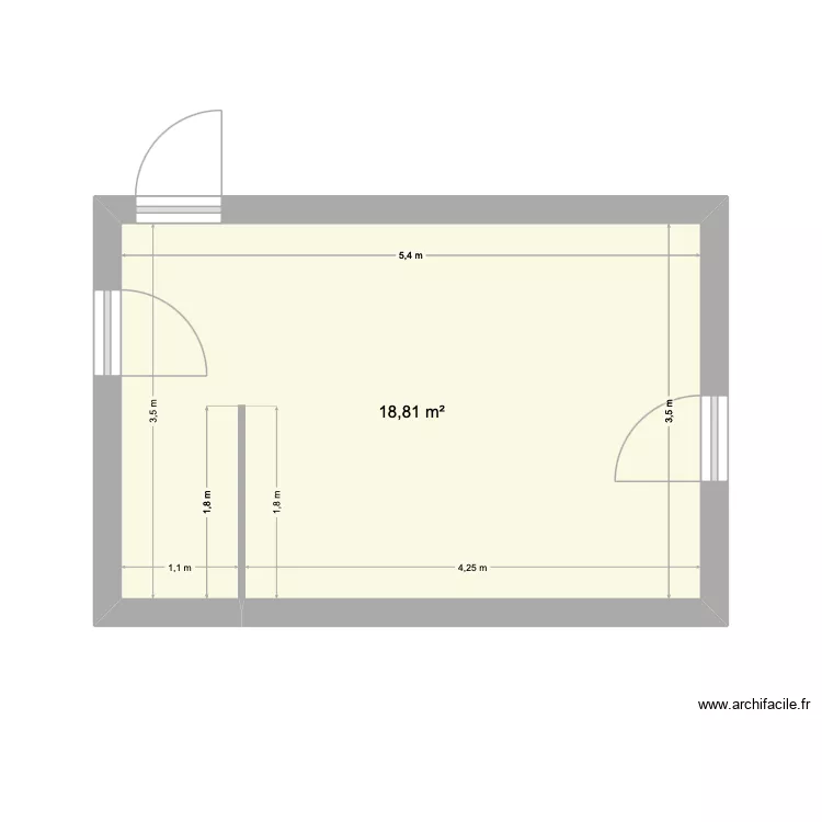 Buanderie. Plan de 1  et 19 m²