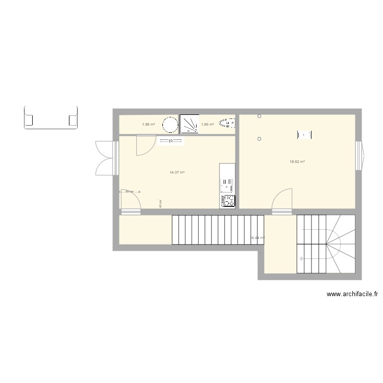 F2 BOBIGNY RDC. Plan de 0 pièce et 0 m2