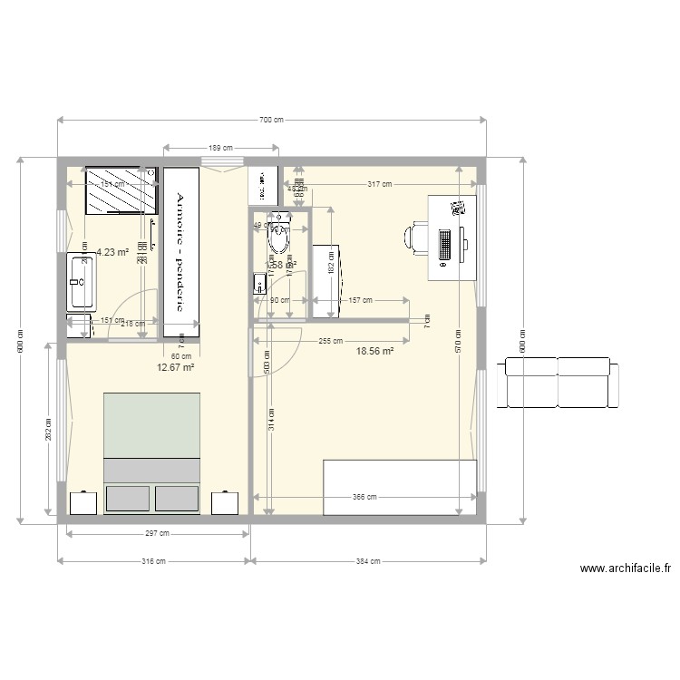 Etage maison Blagnac 2. Plan de 0 pièce et 0 m2