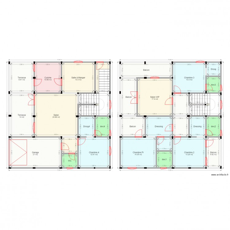 plan 5 pieces definitif. Plan de 31 pièces et 267 m2