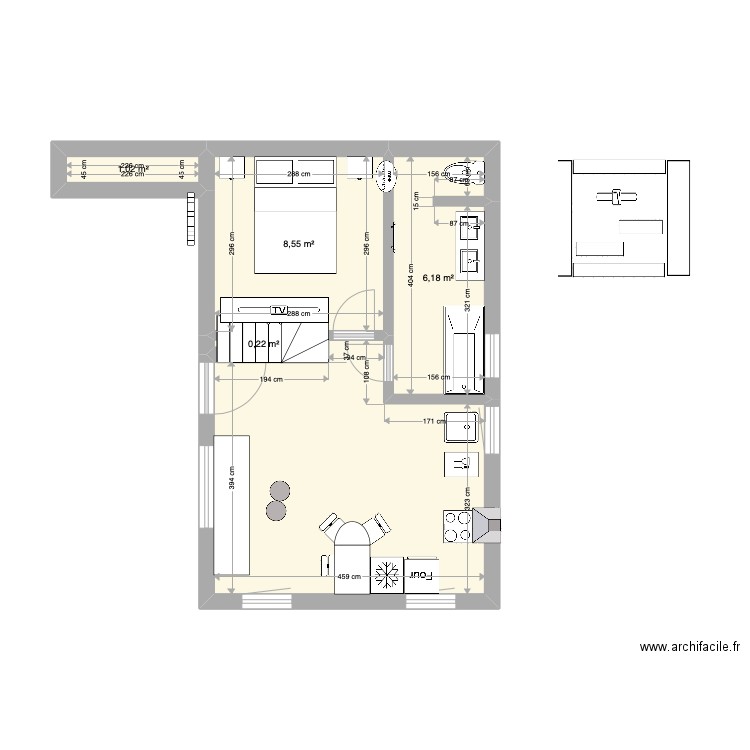 hhhhh version 2 MEUBLE. Plan de 5 pièces et 33 m2