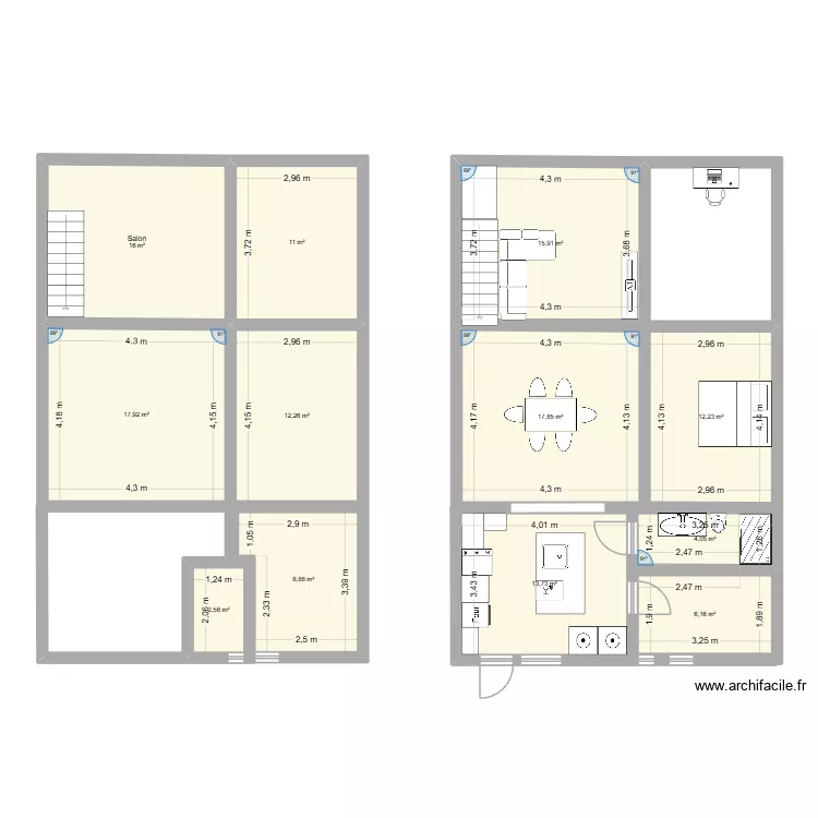 Appartement sur la 11e r&eacute;novation. Plan de 12  et 139 m²