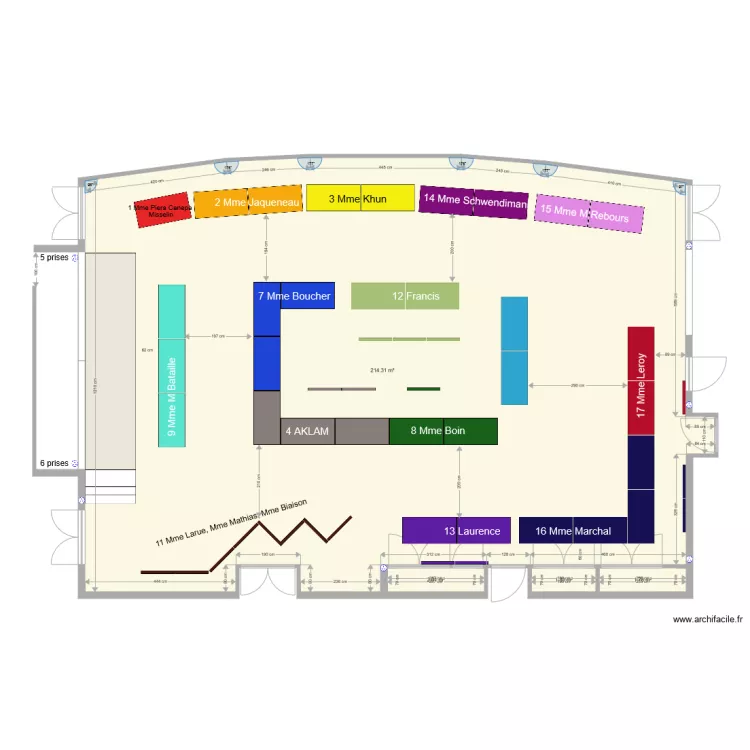 Salle des f&ecirc;tes Kanfen avec exposants 2018. Plan de 