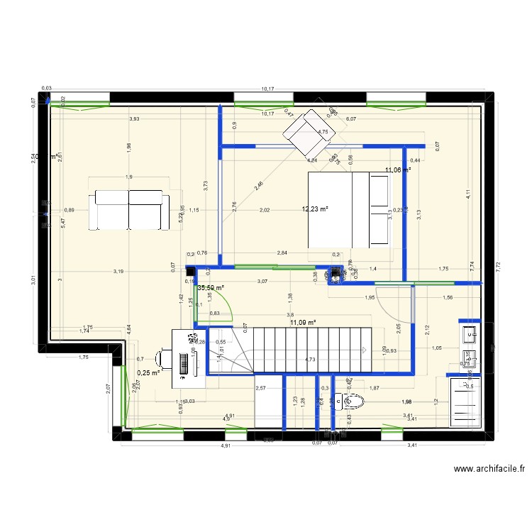 R+2 plan ANTONY. Plan de 8 pièces et 71 m2