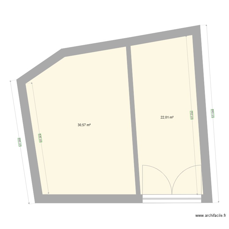 plan de base. Plan de 2 pièces et 53 m2