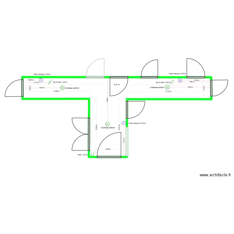 Couloir et entrée Electrique. Plan de 0 pièce et 0 m2