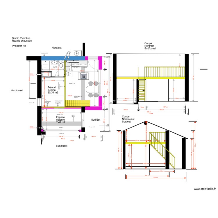 Studio Picholine Rez de chauss&eacute;e 04 18 R&eacute;hausse d&eacute;tails. Plan de 0 pièce et 0 m2