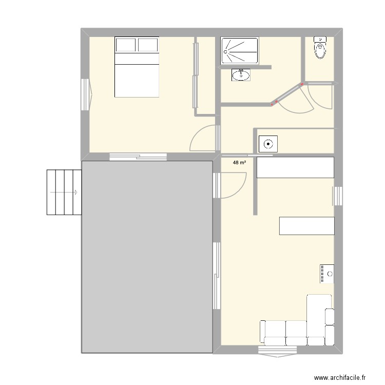 chalet 1. Plan de 1 pièce et 48 m2