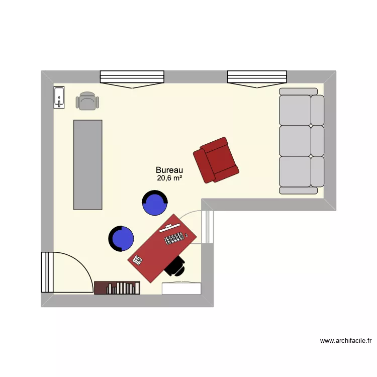 Cabinet 1. Plan de 1 Pièce et 21 m² Cabinet 1. Plan de 1 Pièce et 21 m²