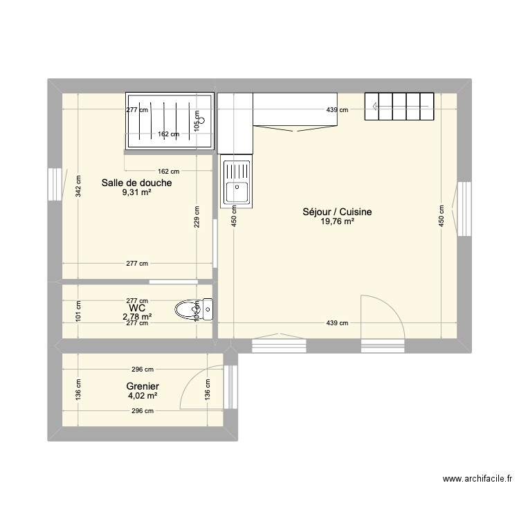 BERGER. Plan de 6 pièces et 50 m2