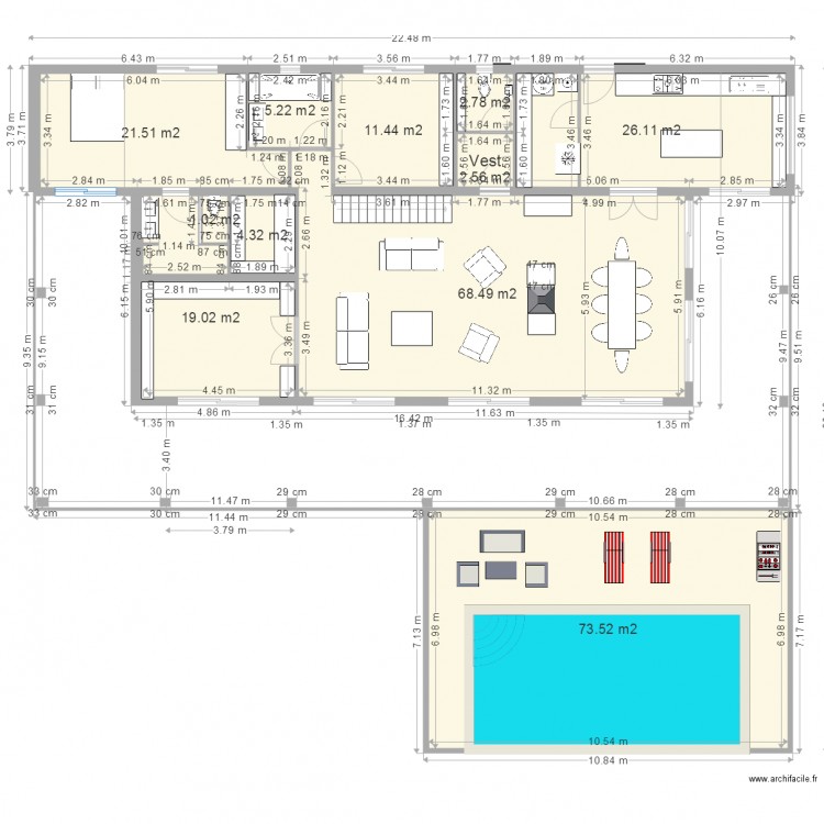 La case bambou maison piscine et grande chambre. Plan de 0 pièce et 0 m2