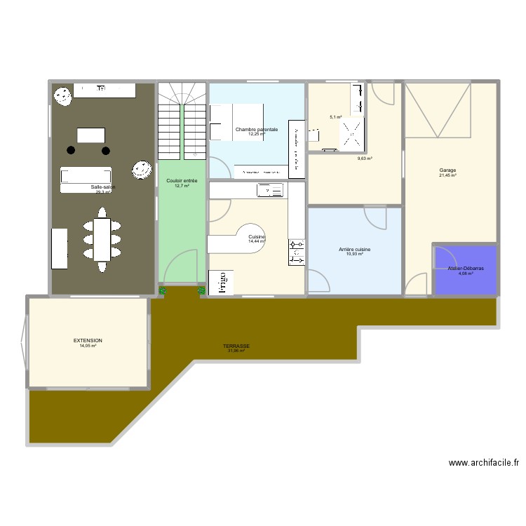 Maison ploba. Plan de 11 pièces et 166 m2