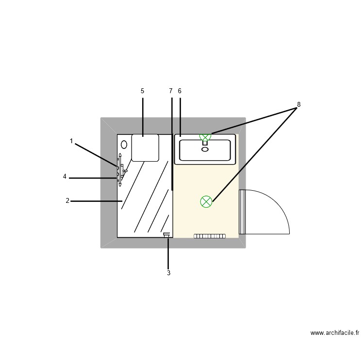 borghino. Plan de 1 pièce et 3 m2