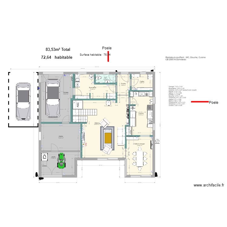 Dream 07/22 ELEC. Plan de 18 pièces et 257 m2