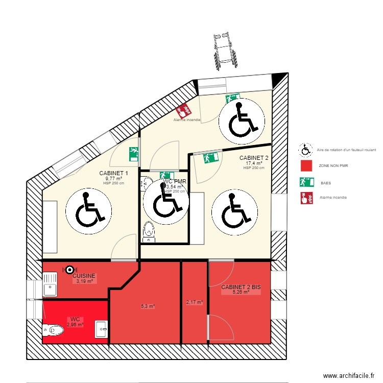 ORIGAMI plan handicap. Plan de 8 pièces et 50 m2