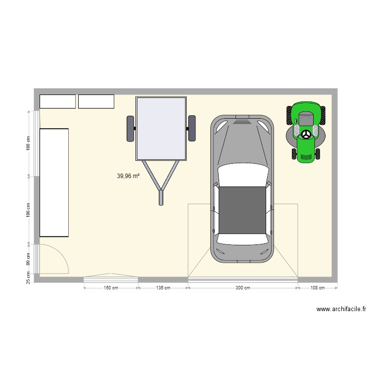 plan garage 40m2. Plan de 1 pièce et 40 m2