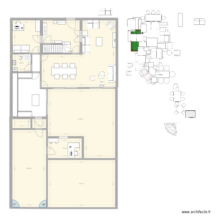 LENSDV. Plan de 73 pièces et 2227 m2