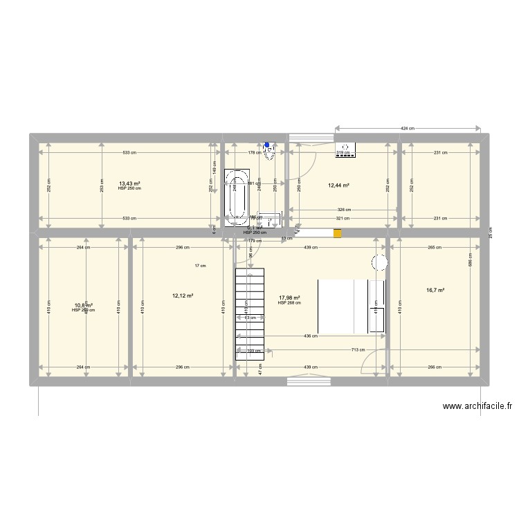 Plan arc en ciel EDL mezzanine. Plan de 7 pièces et 84 m2