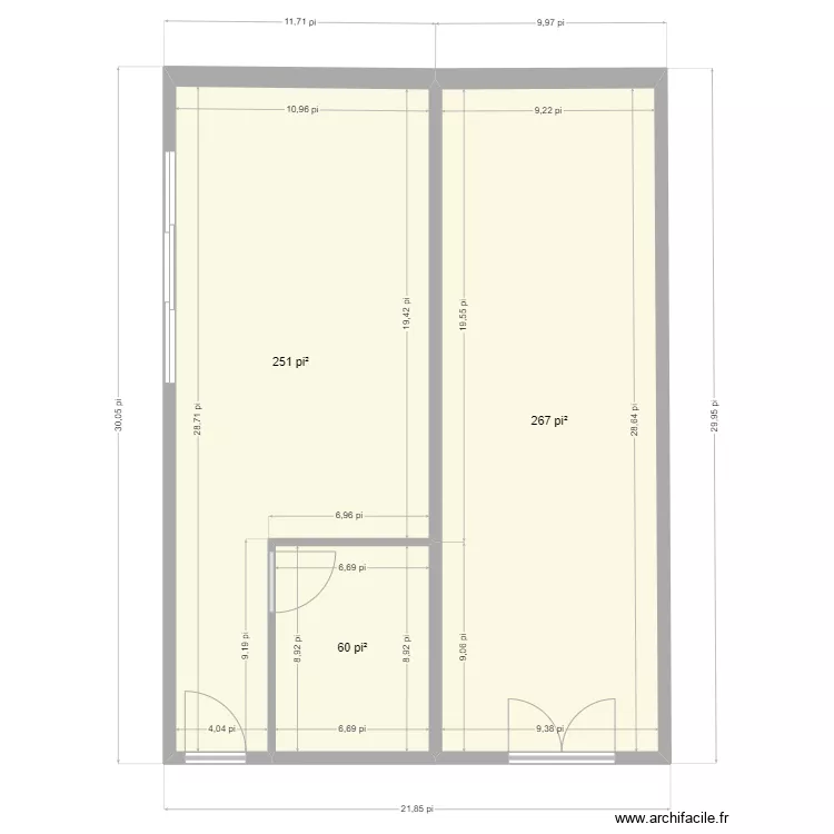 cabanon V1 division. Plan de 